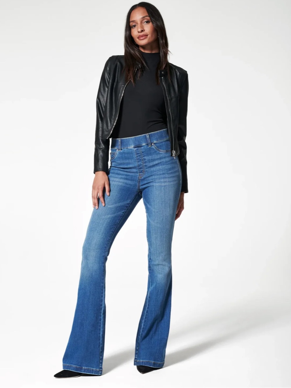 SPANX Blue High-Rise Flare Jeans with Sculpting Stretch